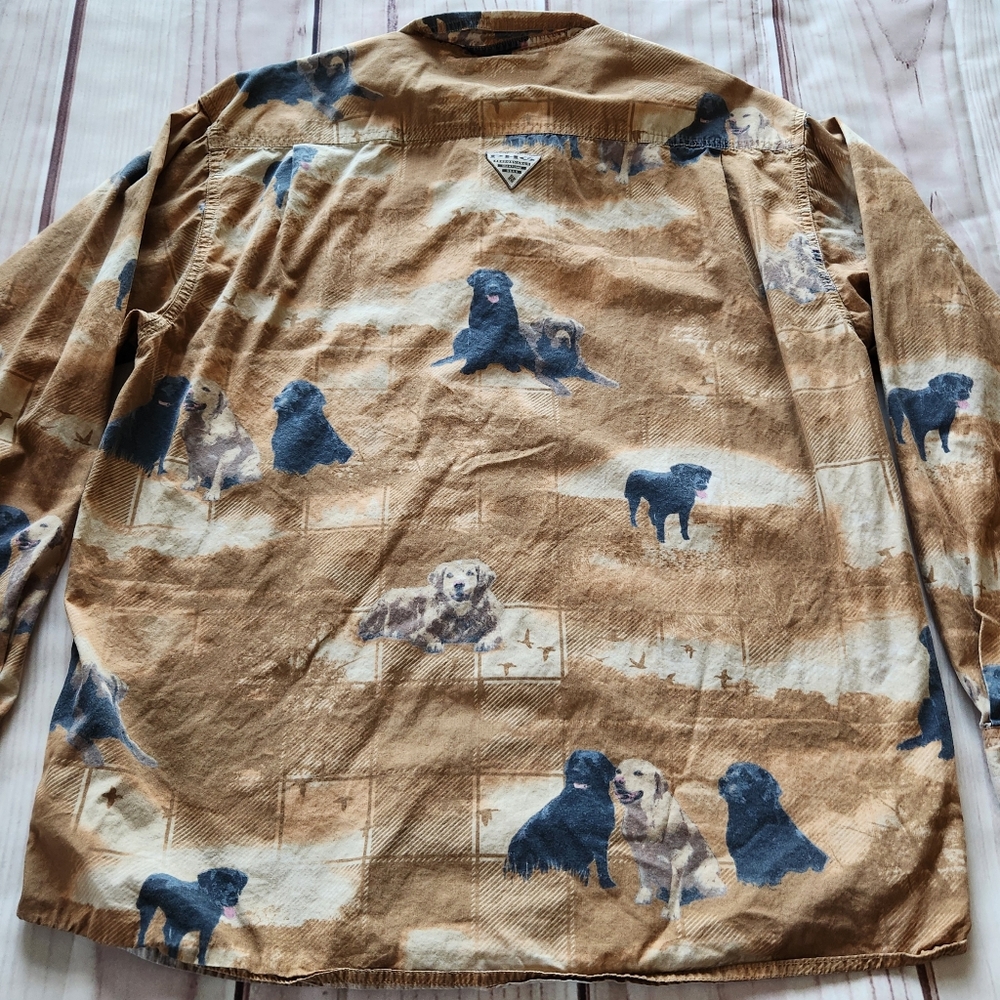 Columbia "River Lodge" Labrador Dog Hunting Shirt Tan Yellow Gold, Men's Size L - Picture 7 of 9